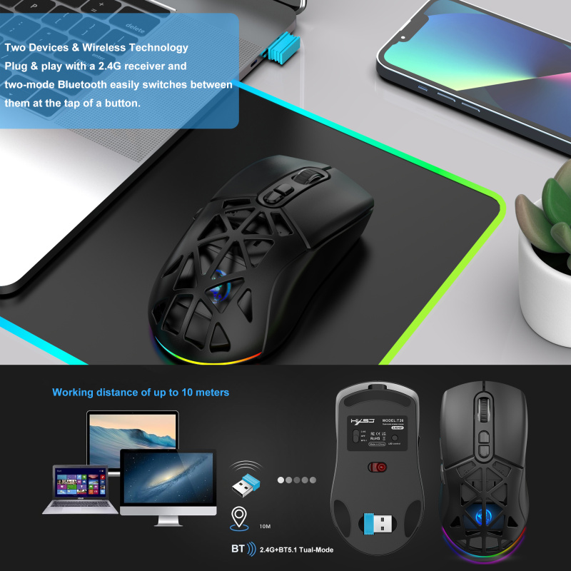 2.4G+Bluetooth 5.1 wireless dual-mode gaming mouse